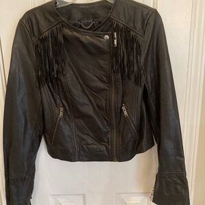 Banana Republic Leather Fringed Jacket - Women size 6M- NWT